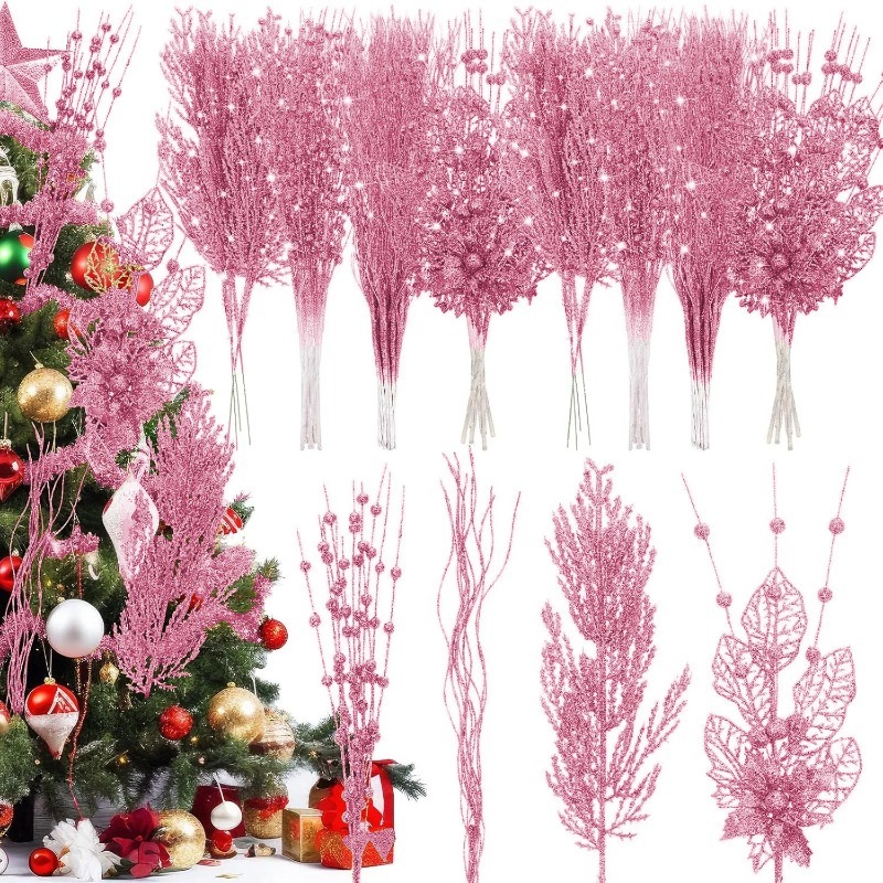 Florist Supply Bulk - 12 قطعة شجرة عيد الميلاد الوردي
